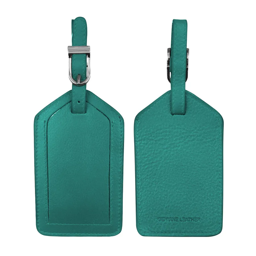 Aqua Leather Luggage Tag
