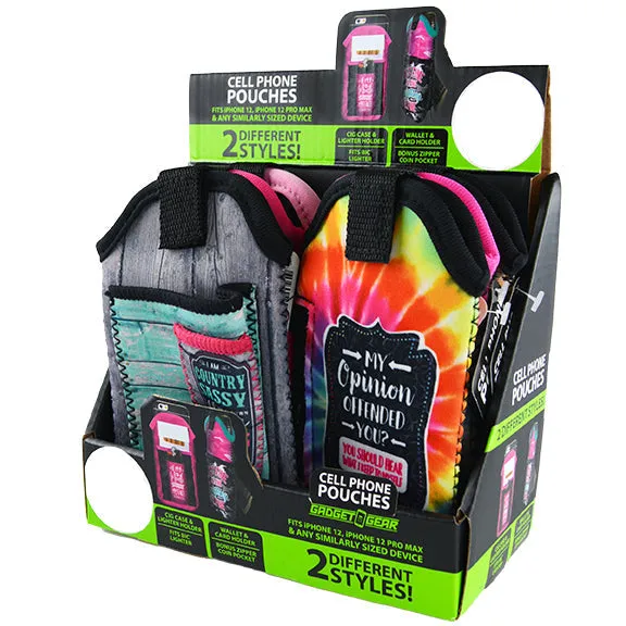 Cell Phone Pouch Neoprene with Pocket - 6 Pieces Per Retail Ready Display 88324