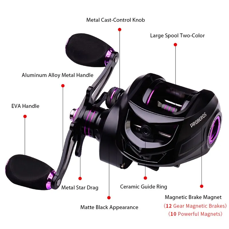 Fishing Reel 7.2:1 High Speed Ultralight Baitcasting Reel Metal Spool Bait Casting Reel 12 Magnetic Brake 10KG Max Drag
