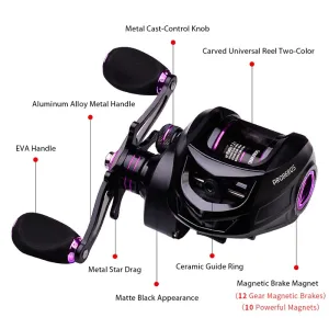 Fishing Reel 7.2:1 High Speed Ultralight Baitcasting Reel Metal Spool Bait Casting Reel 12 Magnetic Brake 10KG Max Drag