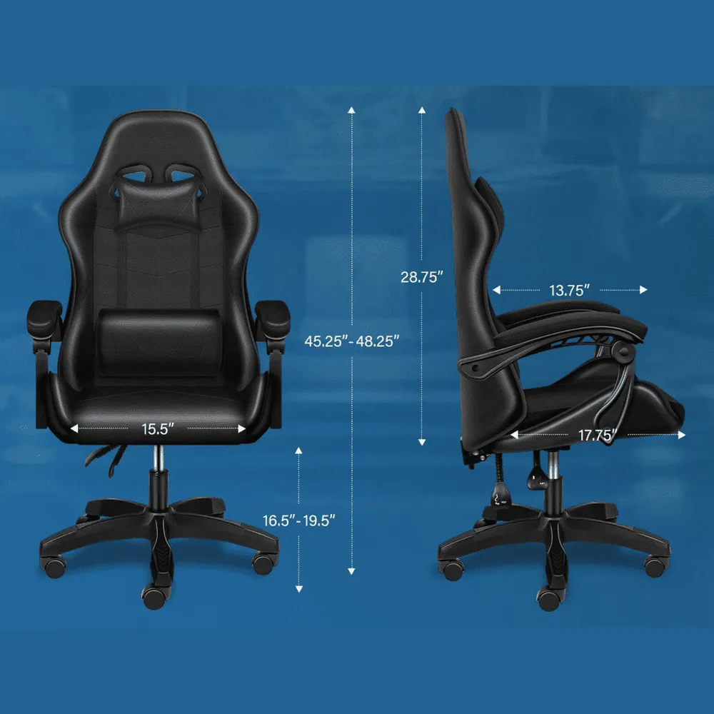 Gaming Ergonomic Swivel Chair without Footrest - Black