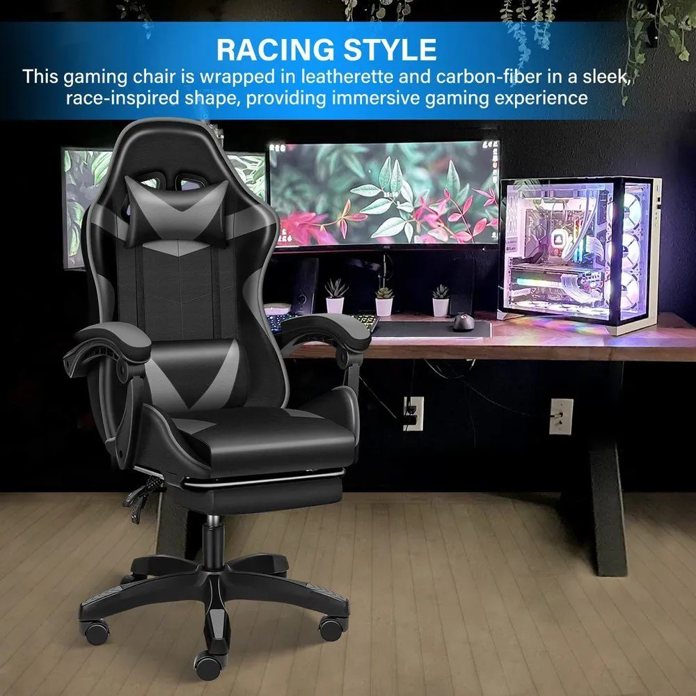 Gaming Ergonomic Swivel Chair without Footrest - Black