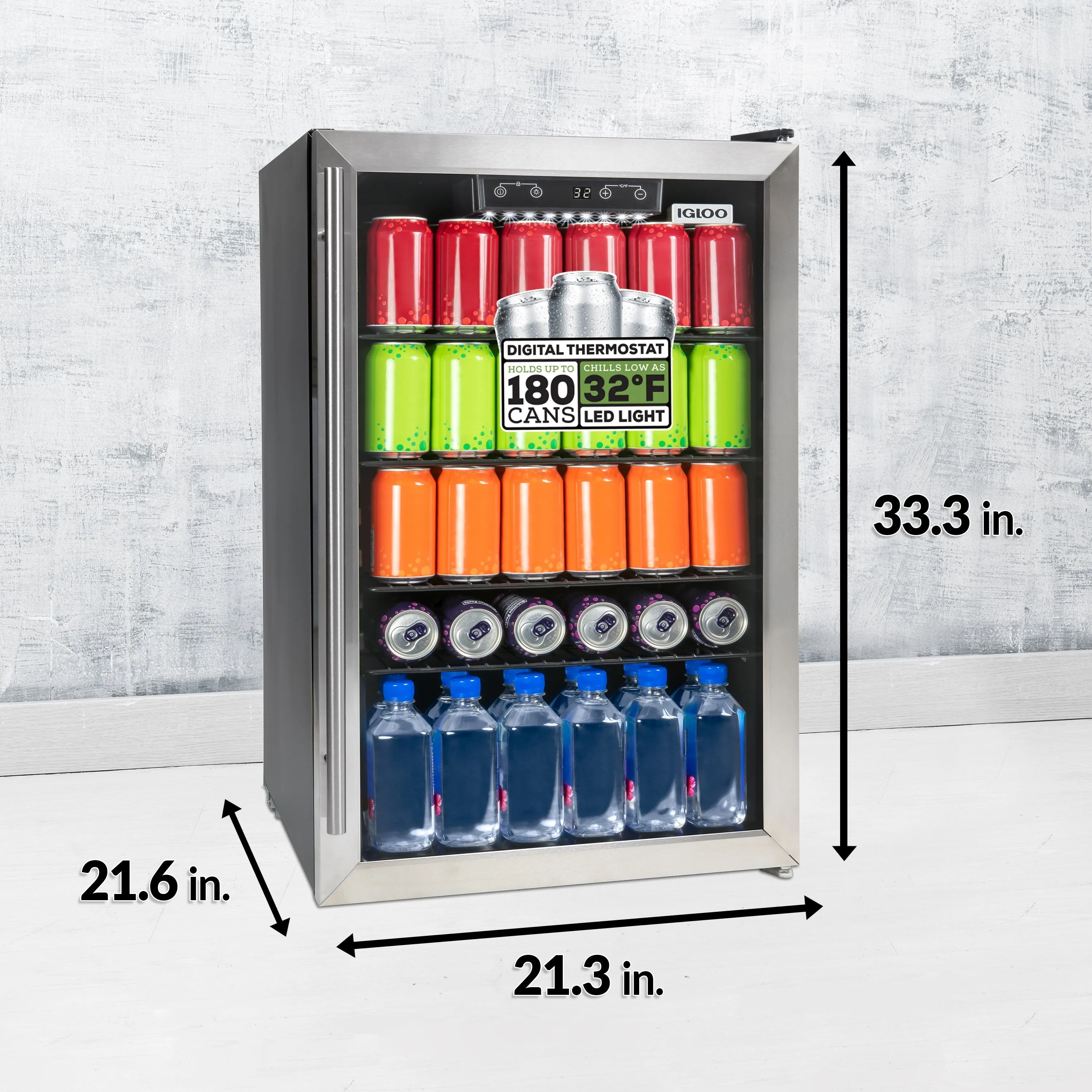 Igloo® 4.1 Cu. Ft. 180 Can Stainless Steel Beverage Cooler with Fan