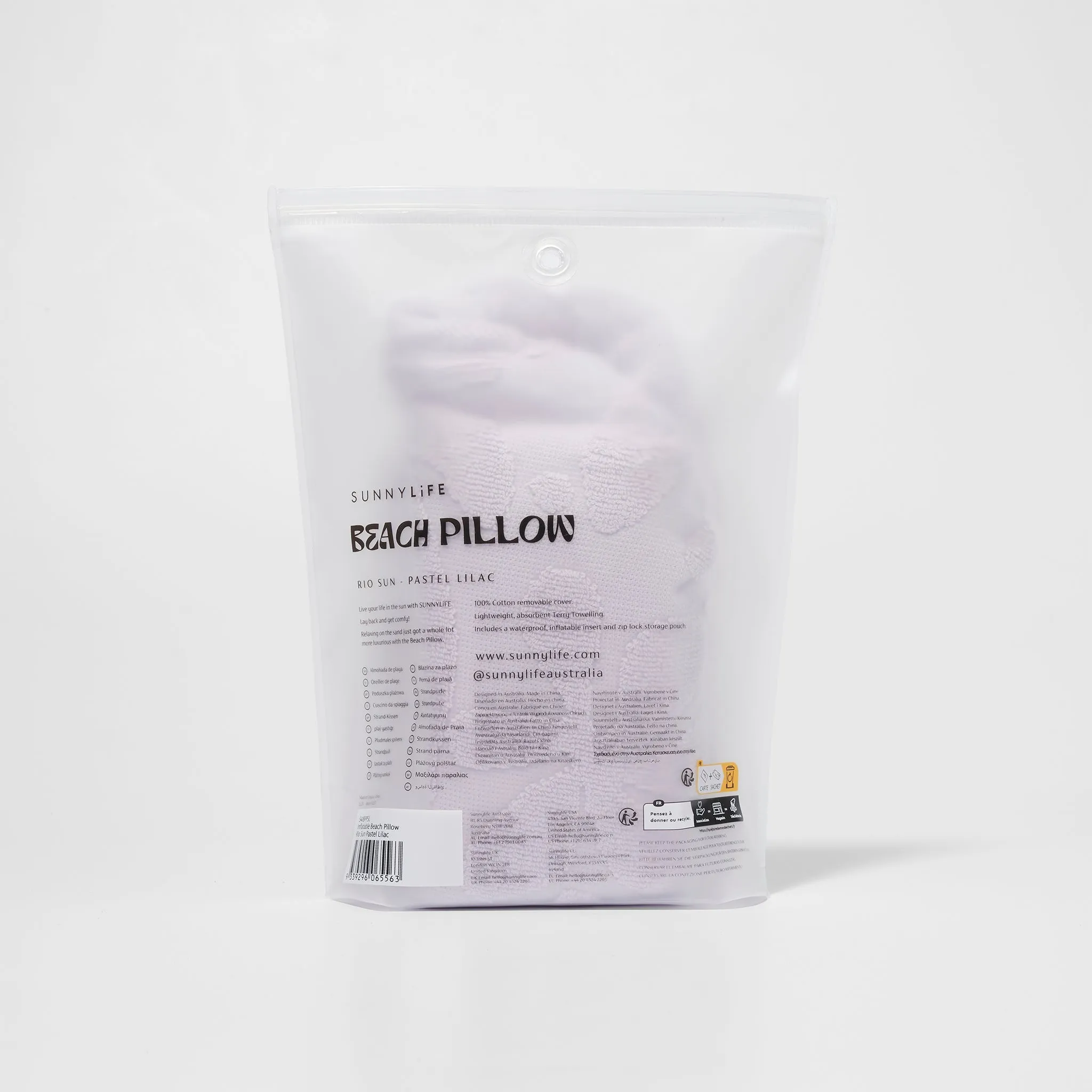 Inflatable Beach Pillow | Rio Sun Pastel Lilac