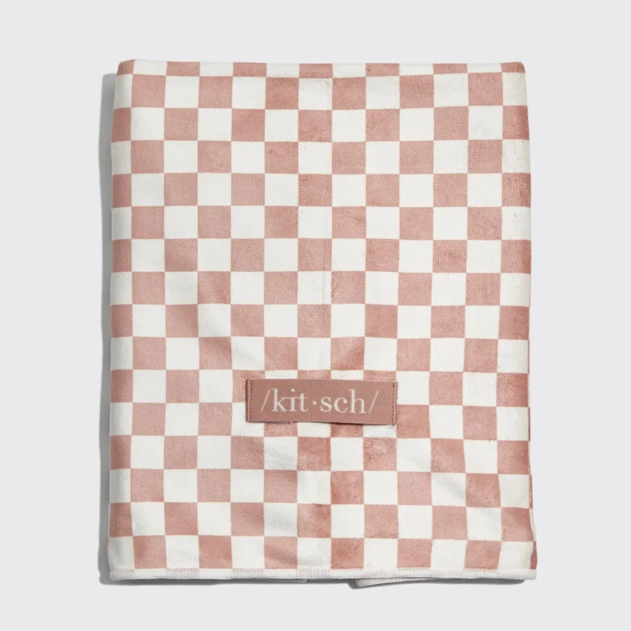 Kitsch Quick Dry Hair Towel - Terracotta Checker