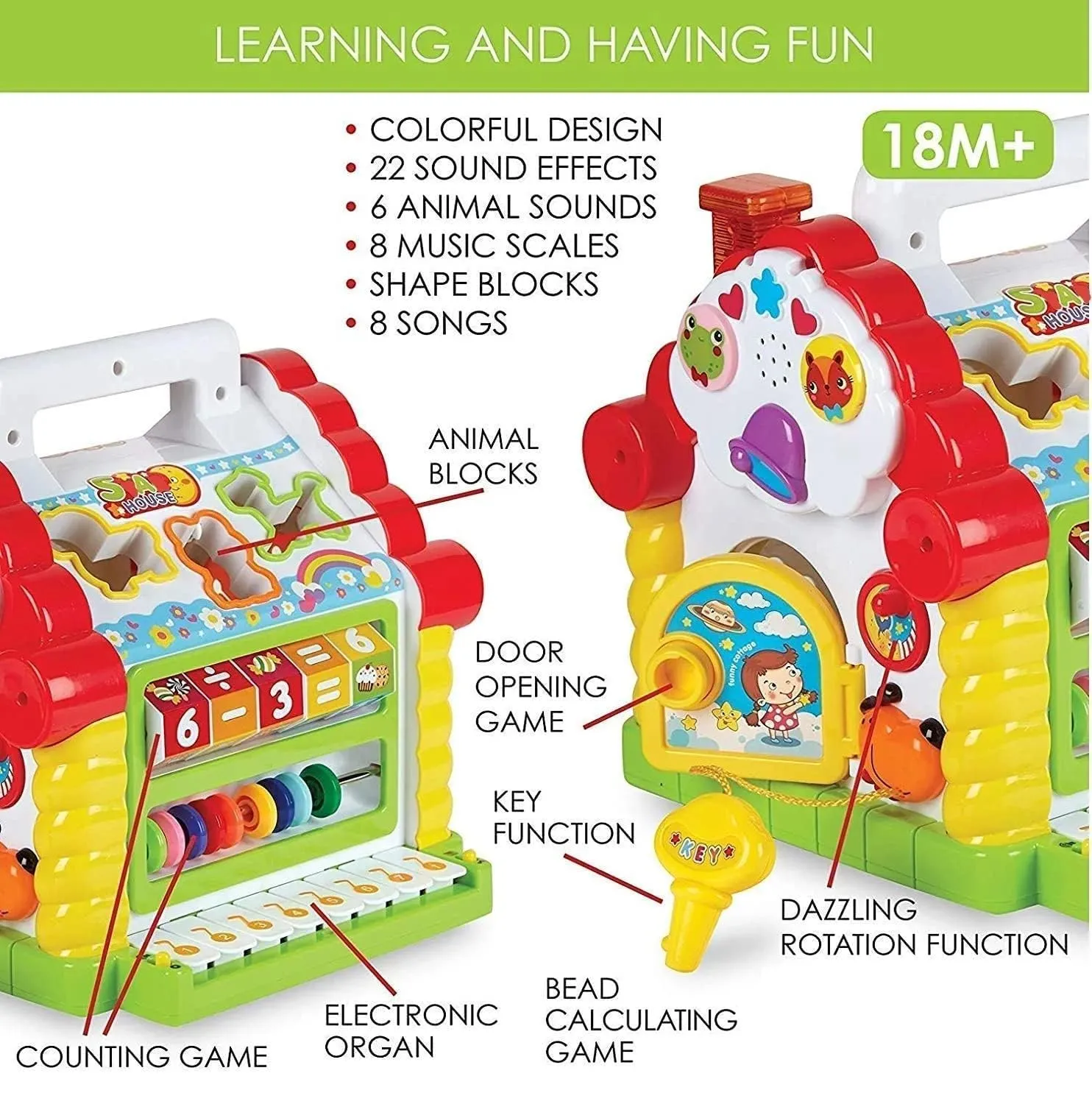 Knick Knack Activity House and Blocks Sorting with Lights & Sound Toy for Toddlers (Style 1)