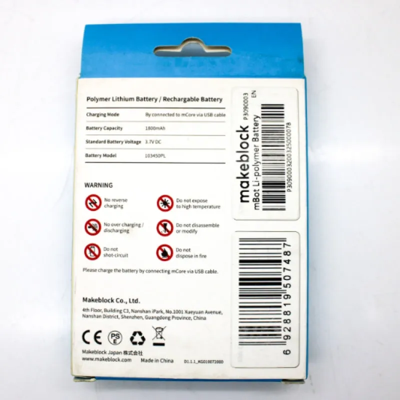Makeblock 3.7V Rechargeable Li-polymer Battery For mBot Robot Kit P3090003
