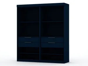 Mulberry Open 2 Sectional Modern Wardrobe Closet with 4 Drawers - Set of 2 in Tatiana Midnight Blue