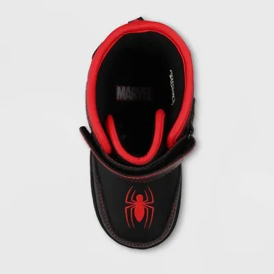 New - Marvel Toddler Hook-And-Loop Mid Calf Winter Boots Light-Up Spider-Man