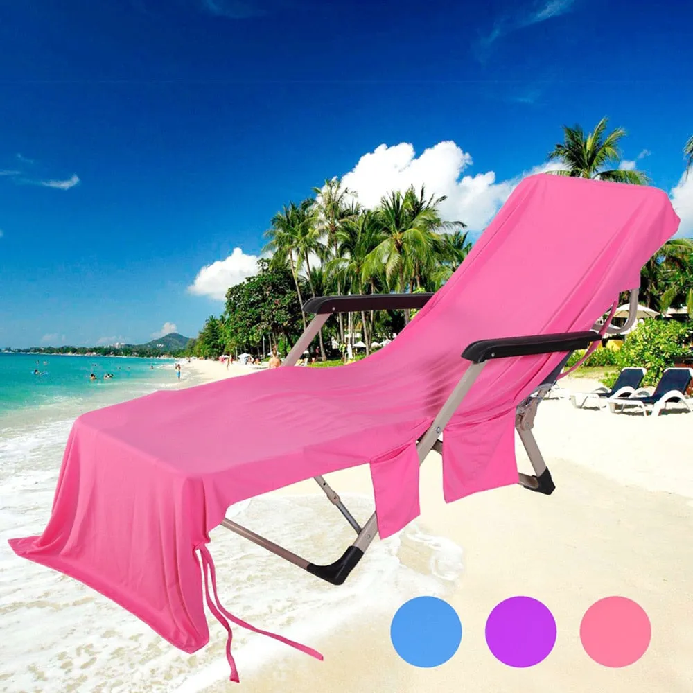New Storage Beach Towel Recliner Set Lounge Chair Beach Towel Cover Microfiber Quick Drying Pool Towel Bath Towels With Bag