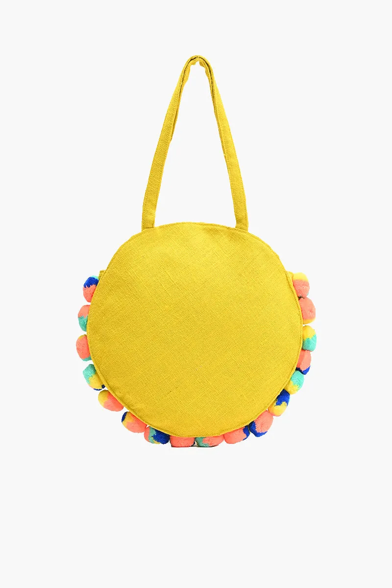 Palm Leaves Embellished Round Shoulder Bag