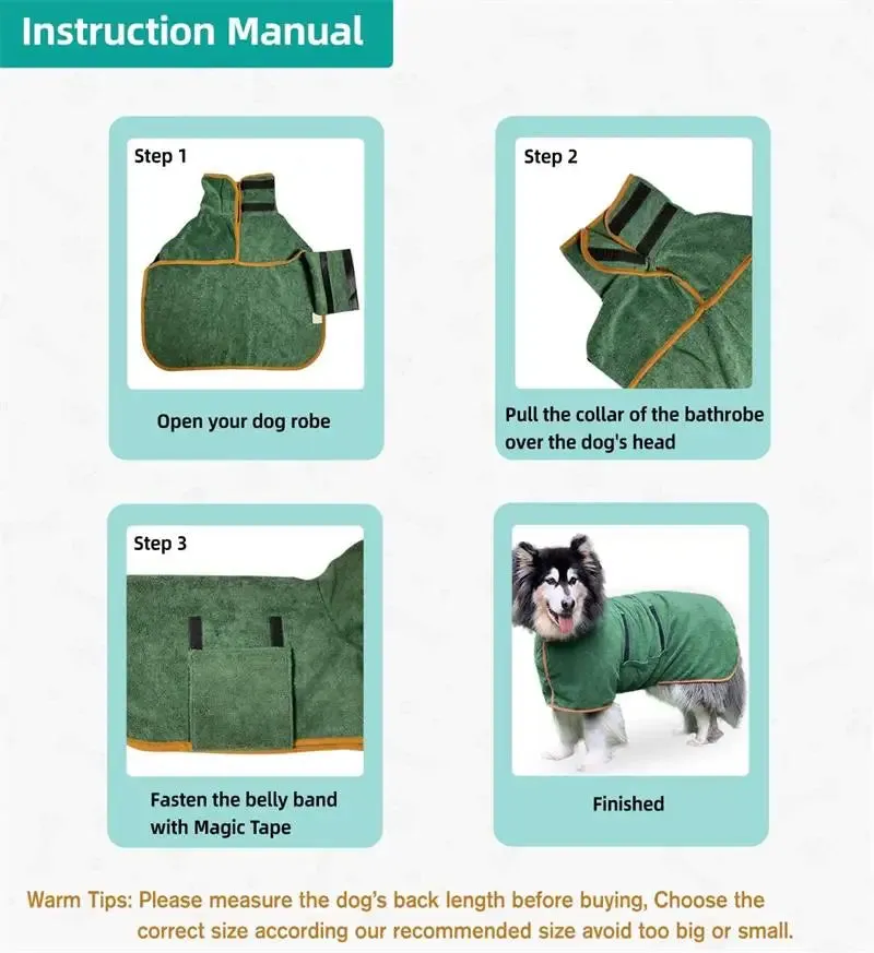 Quick-Dry Pet Bathrobe made from Microfiber