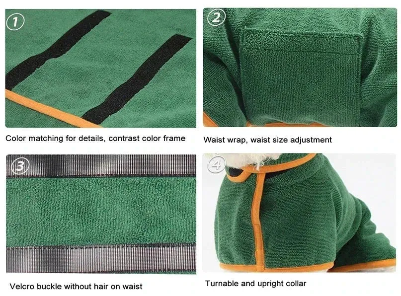 Quick-Dry Pet Bathrobe made from Microfiber