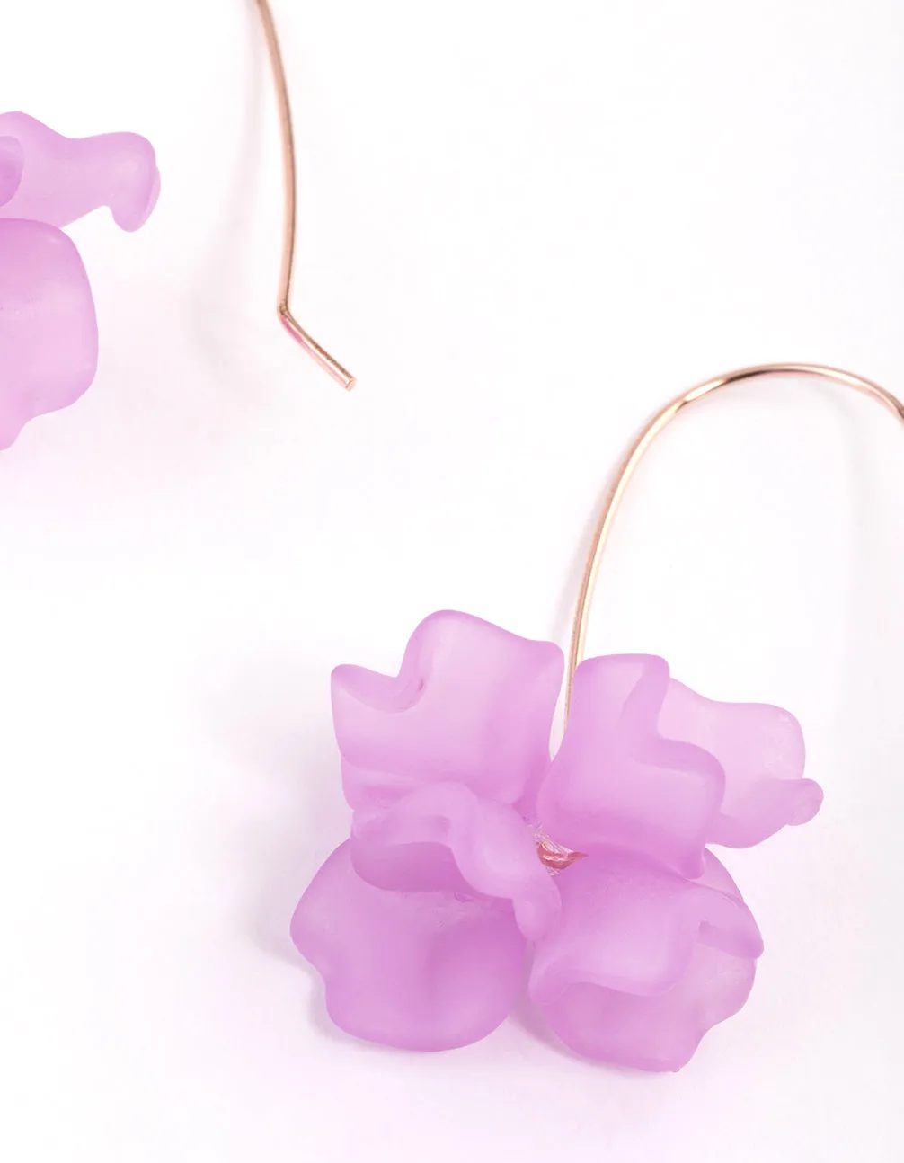 Rose Gold Mini Frosted Flower Drop Earrings