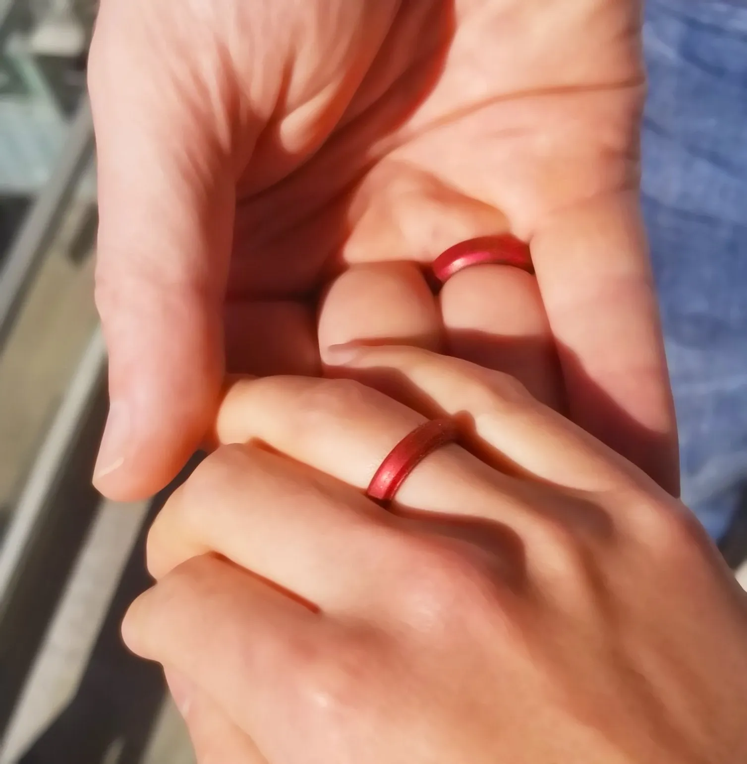 Satin Red Bevel Edge Breathable Silicone Ring for Men and Women