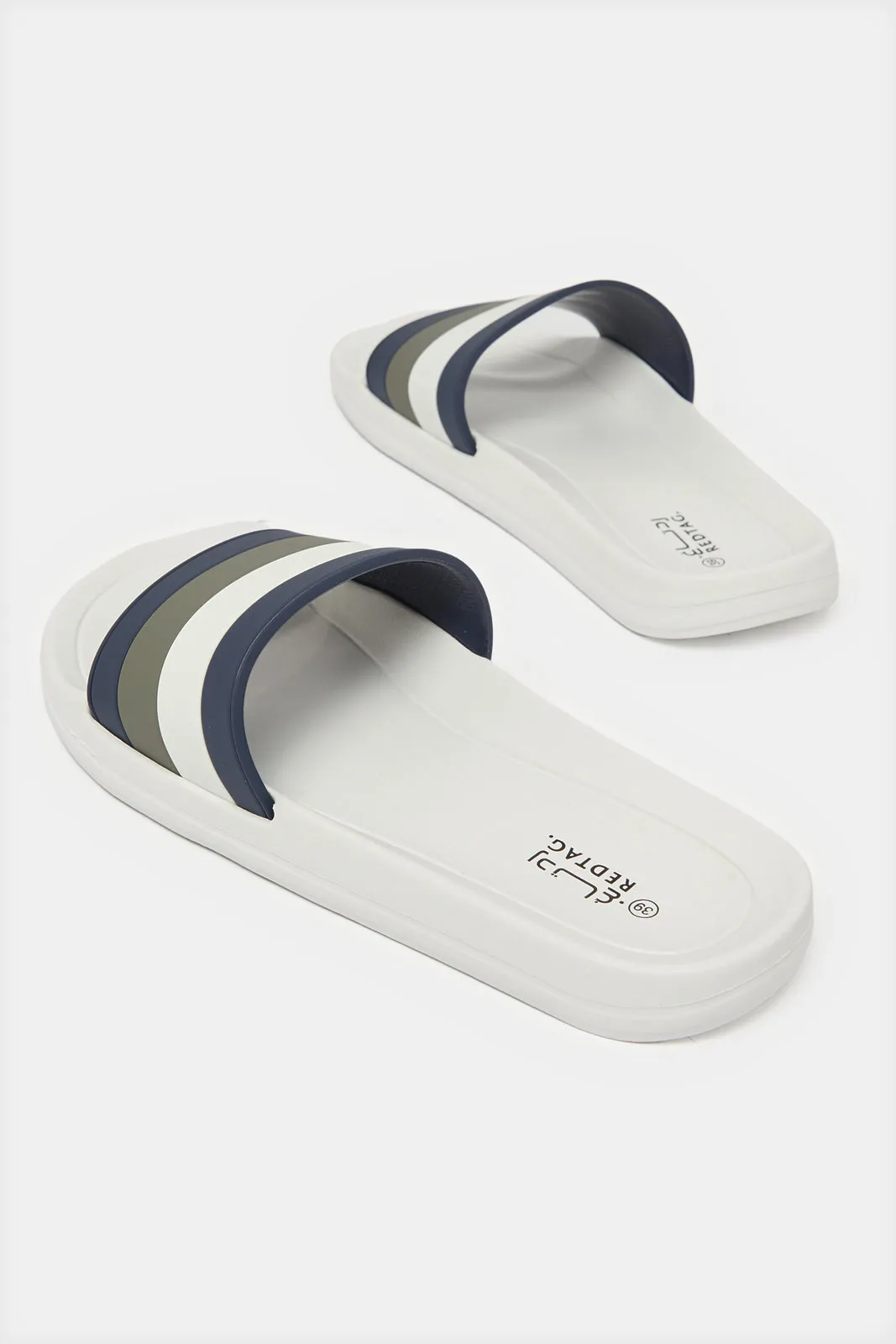 Senior Boys White Striped Slide
