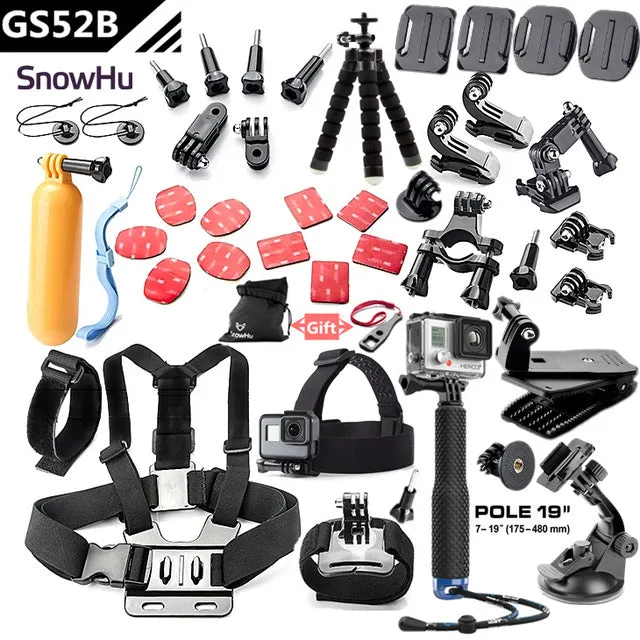 SnowHu For Gopro accessories set mount tripod for go pro hero 5 4 3 sjcam sj4000 for Go pro 5 kit for xiaomi yi 4K camera GS52