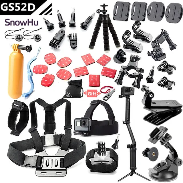 SnowHu For Gopro accessories set mount tripod for go pro hero 5 4 3 sjcam sj4000 for Go pro 5 kit for xiaomi yi 4K camera GS52