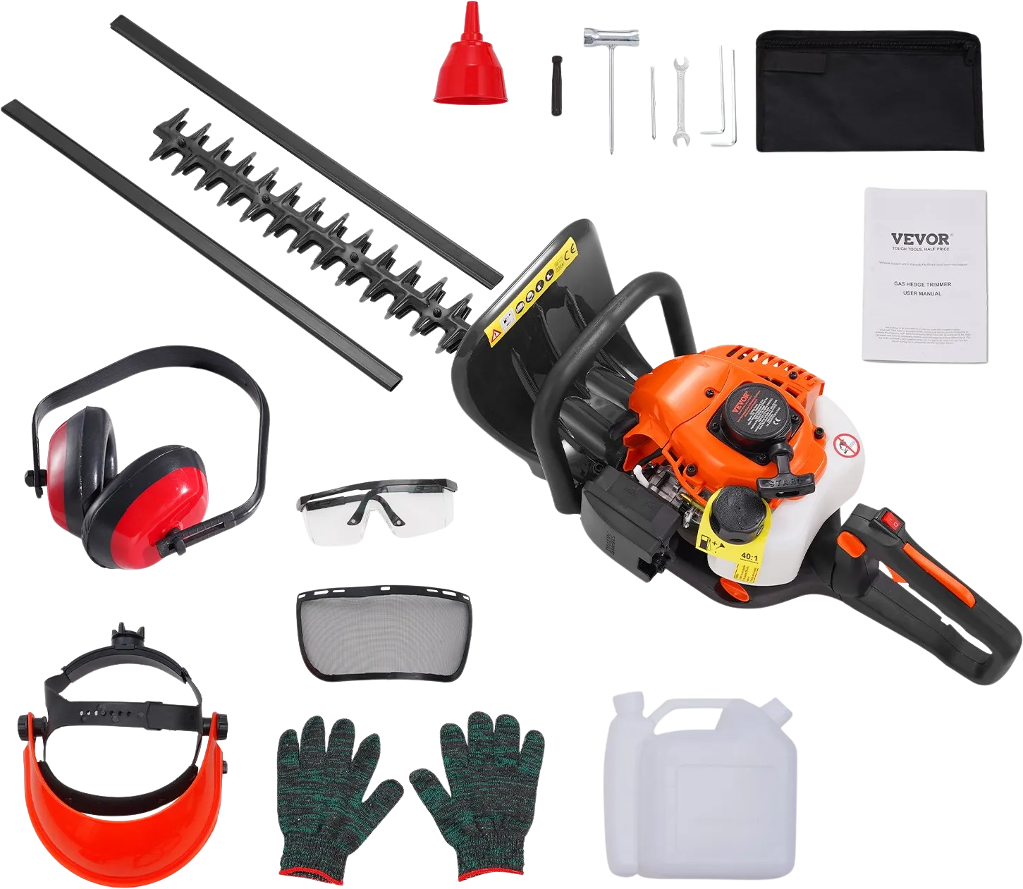 Vevor Gas Hedge Trimmer 23.2" 26cc 2 Cycle with Double Sided Dual Action Blade New