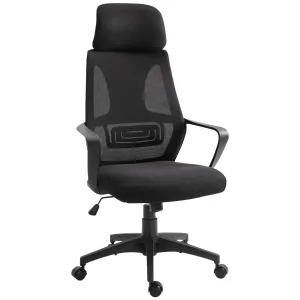 Vinsetto Ergonomic Office Chair with Wheels - Adjustable Height, High Mesh Back - Black