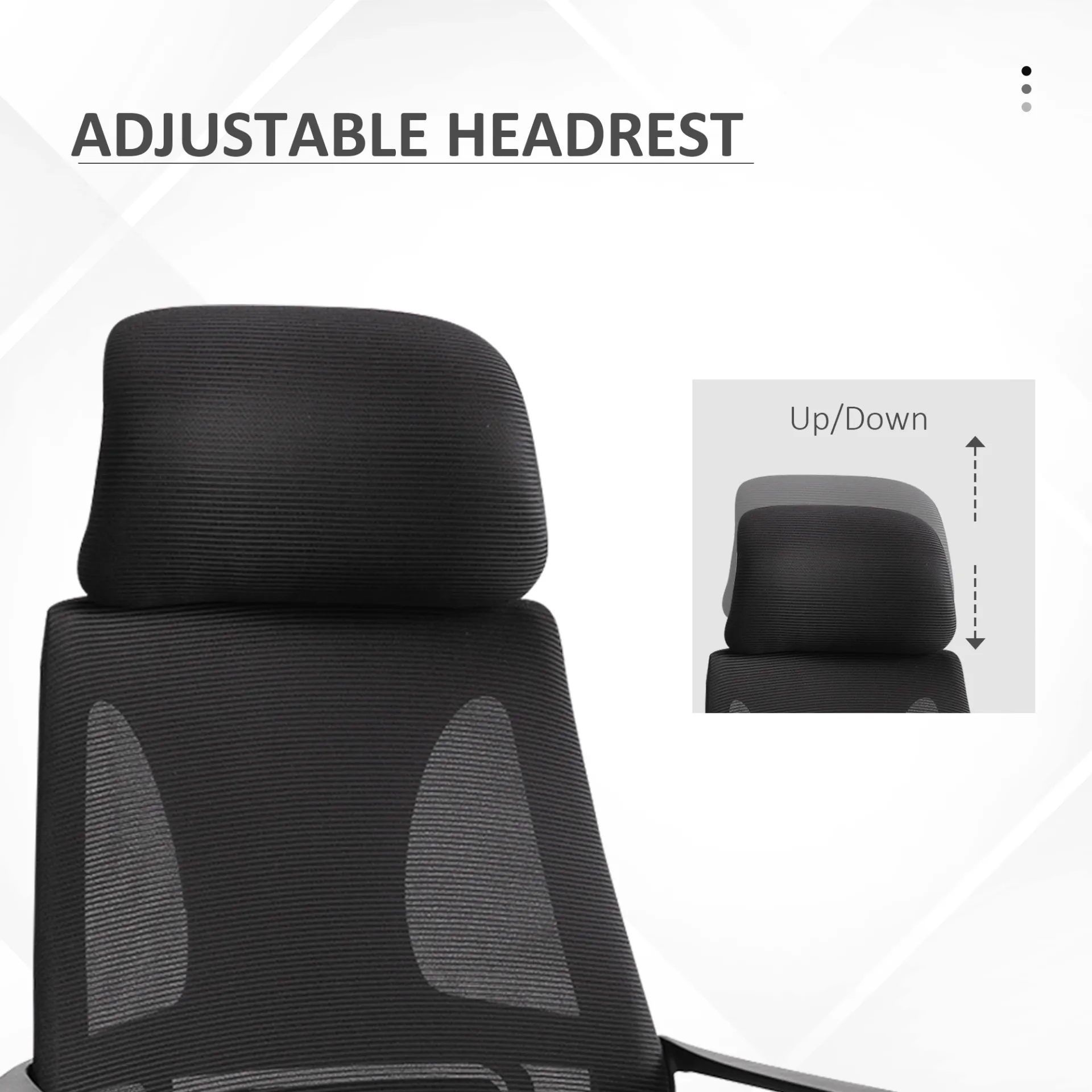 Vinsetto Ergonomic Office Chair with Wheels - Adjustable Height, High Mesh Back - Black