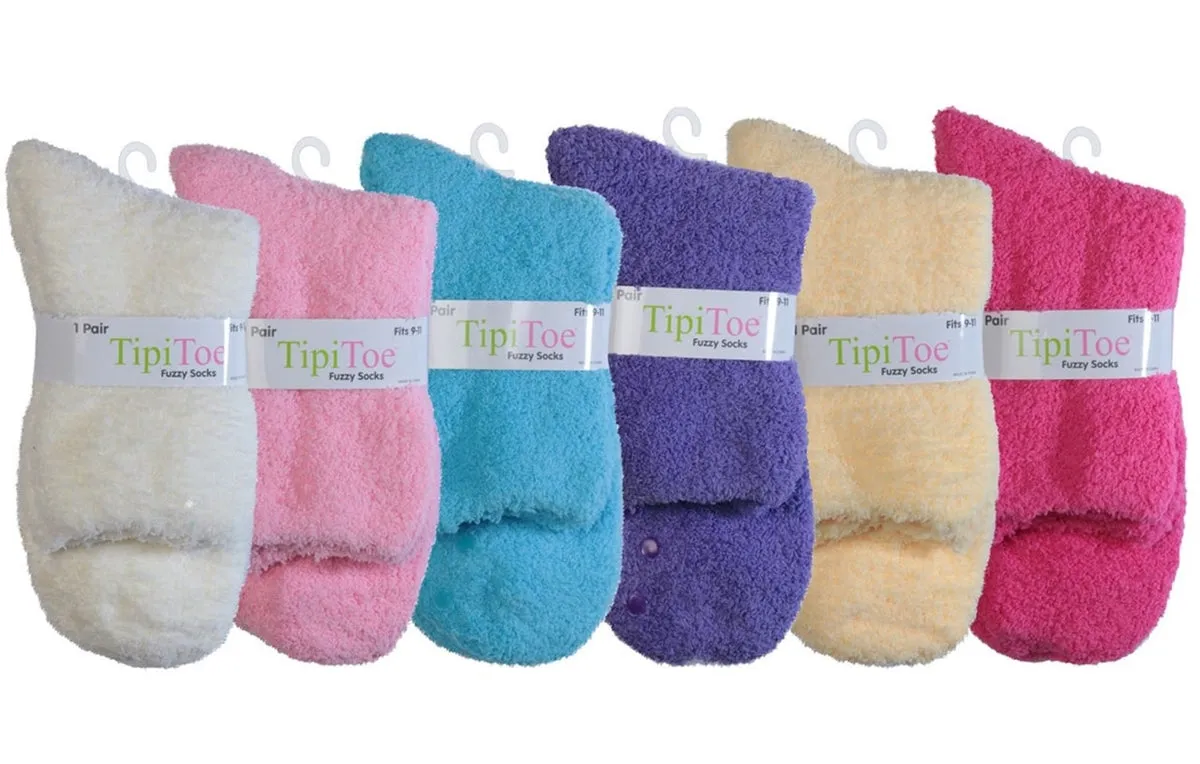 Women's Fuzzy Skid-Proof Solid Crew Sock