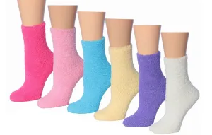 Women's Fuzzy Skid-Proof Solid Crew Sock
